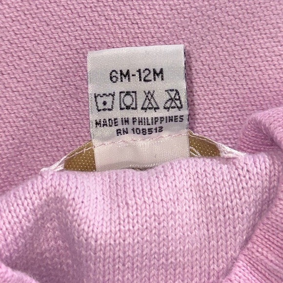 Strasburg Embroidered Bunny Pockets Cotton Knit Pink Sweater Cardigan Sz 6-12M - Picture 6 of 6